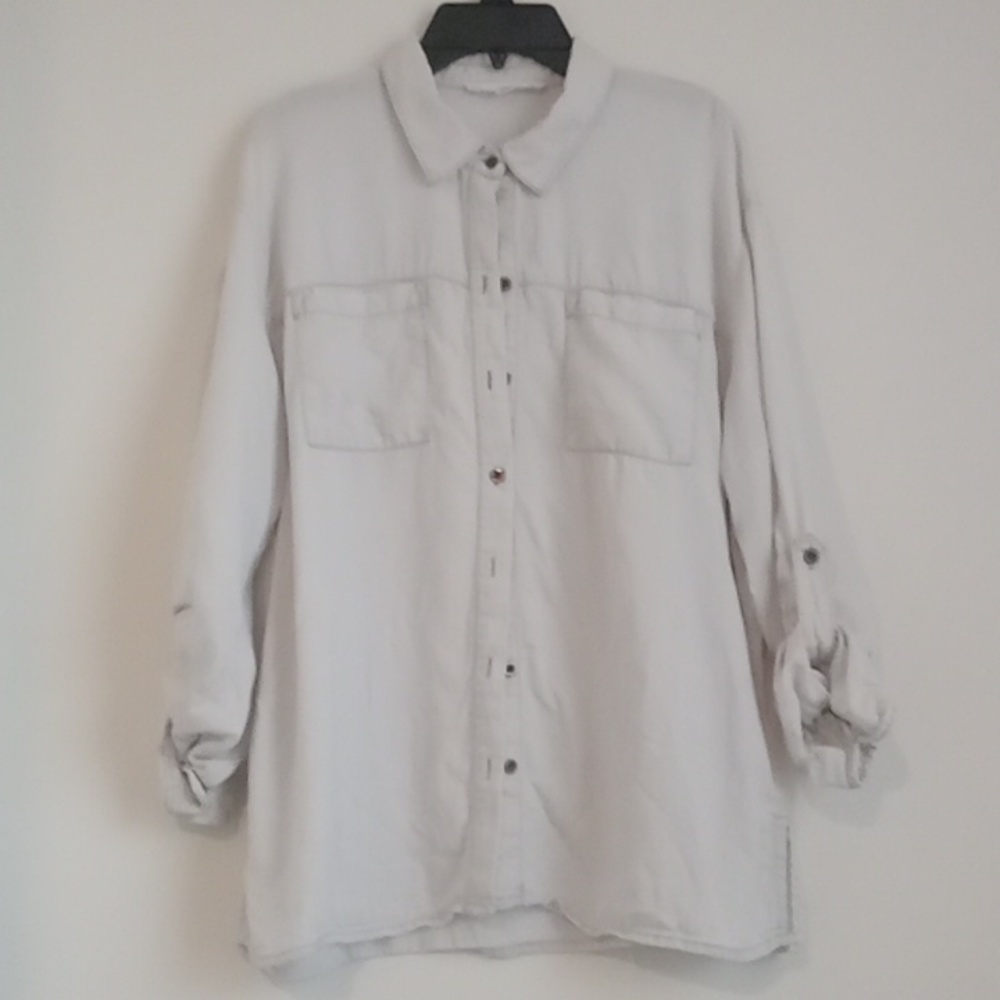 Jane+Delancey women's utility long sleeve shirt,Size M,Grey